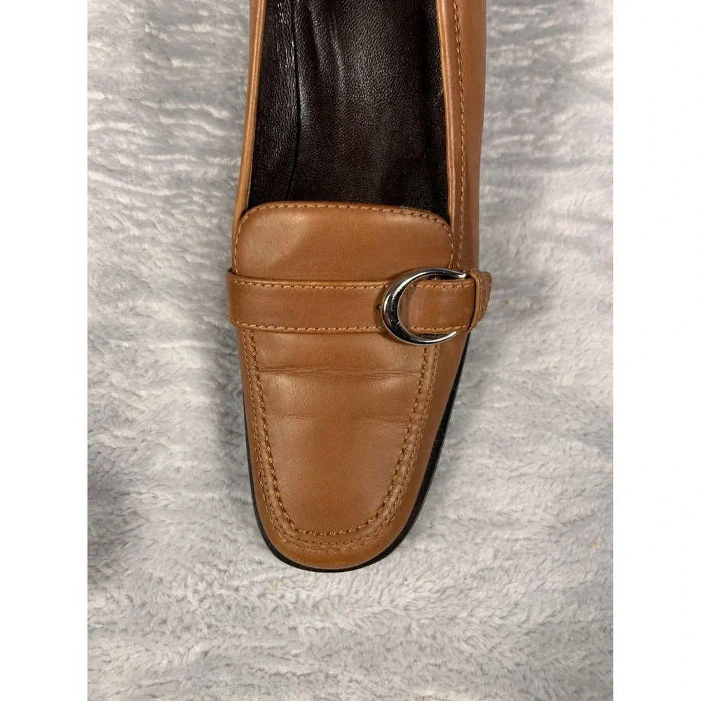 Coach Keely Women's Tan Leather Heeled‎ Loafers Shoes P410 603 Size 6.5 B Used